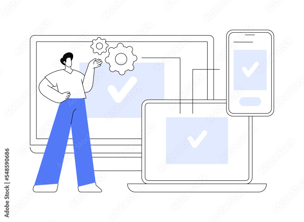 Poster cross-platform software abstract concept vector illustration.