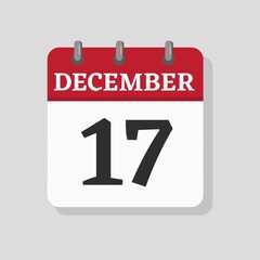 December 17 date visible on a page a day organizer calendar
