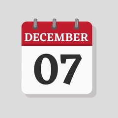 December 07 date visible on a page a day organizer calendar