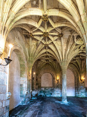 Interior of the monastery of Oseira at Ourense, Galicia, Spain. Monasterio de Santa Maria la Real...