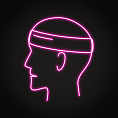 Man with bandaged head neon icon