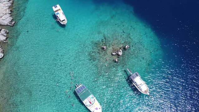 Drone view of Marmaris - Sogut Uc Taslar Bay. Mugla, Turkey.