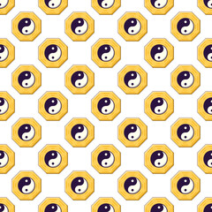Colorful vector seamless pattern of cartoon yin yang. Perfect for printing on various surfaces such as papers, fabric, wood etc. Chinese New year concept