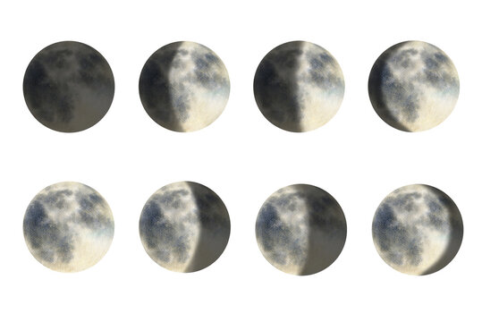 Watercolor moon phases illustration isolated on white background