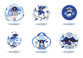 Zen and harmony metaphor, meditation practice. Balance, relaxation, mindfulness. Calm person relaxing. Yoga and spiritual practice, relax, recreation, healthy lifestyle. Japanese cult of mind and body