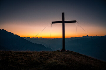 cross in the sunset time