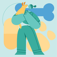 Green cute vet doctor character flat design Profession Vector illustration