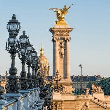 Les Invalides and Pont Alexandre III in Paris, France