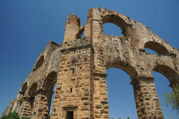 Fototapeta na wymiar Aqueduct of Aspendos Ancient City in Antalya, Turkiye