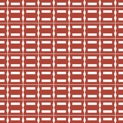 Double rectangles and knot pattern lines in white on red seamless background