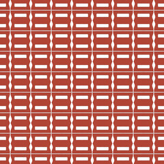 Double rectangles and knot pattern lines in white on red seamless background