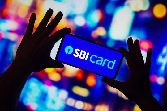 November 23, 2022, Brazil. In this photo illustration, the SBI Card logo is displayed on a smartphone screen.