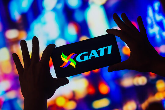 November 23, 2022, Brazil. In this photo illustration, the Gati Limited logo is displayed on a smartphone screen.