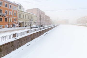 Street view of Saint-Petersburg, Russia with the Griboyedov Canal