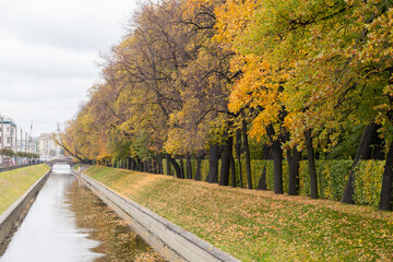 Swan Canal on a daytime. Saint-Petersburg in autumn
