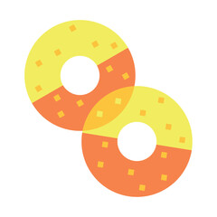Fototapeta premium Isolated pair of gummy donuts candy sheer flat icon Vector illustration