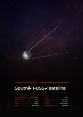 Obraz na płótnie Canvas Sputnik 1 3D illustration poster