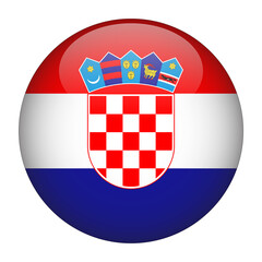 Naklejka premium Croatia 3D Rounded Flag with Transparent Background