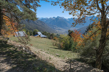 Autumn colors in the mountains near Briancon, Hautes-Alpes, France