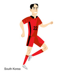 South Korea Soccer Player Vector Illustration