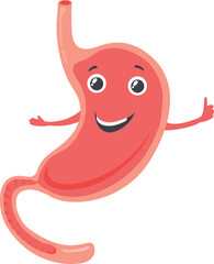 Healthy stomach mascot. Happy cartoon human organ