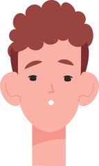 Amazed face expression. Young boy surprised avatar