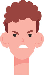 Angry young man face. Rage emotion expression