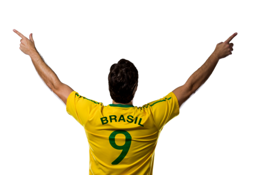 Brazilian soccer player, celebrating the championship