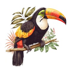 hand draw tucan or toucan bird illustration for decoration, tshirt or canvas print. isolated in white background