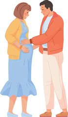 Happy couple expecting baby. Pregnant woman with man