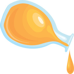 Oil dropiing from glass bottle. Cartoon food icon