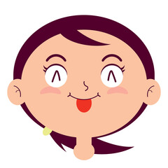 girl playful face cartoon cute