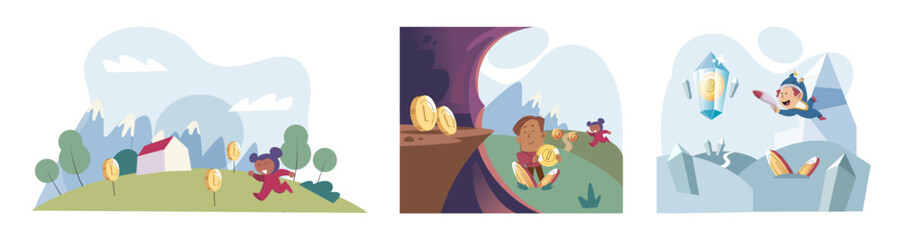 Play to earn games created on basis of blockchain project with elements of NFT, main purpose of earning. Player earn money by playing. Virtual character development business. Cryptocurrency game.