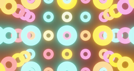 Fototapeta premium Render with colorful luminous bagels