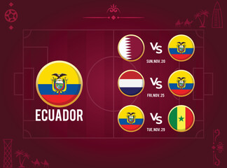 All Match Schedules of World Championship for Ecuador Soccer Team with Time and Date