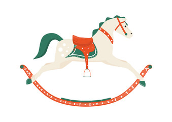 Cartoon Christmas rocking horse toy. Vector.