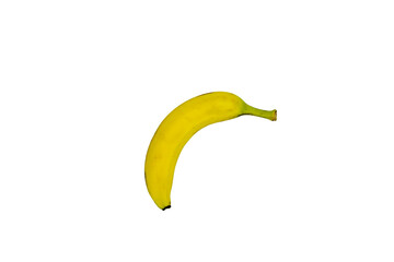 a beautiful banana on a white background. Close-up banana shot from the top. Fruits and healthy living. banner