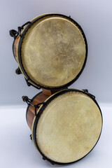 leather drum on a white background, bongo