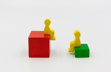 social relationships, male-female relationship, differences and figures. two toy human figures...