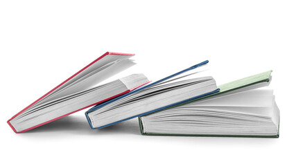 Different books isolated on white background