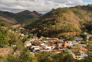 Fototapeta na wymiar Small Colonial Town Santa Leopoldina Between Mountains in Brazilian State Espirito Santo