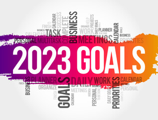 2023 Goals word cloud collage, business concept background