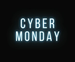 cyber monday neon blue glowing text banner poster sign for marketing promotion