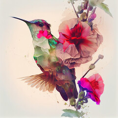 Hummingbird Flower Art