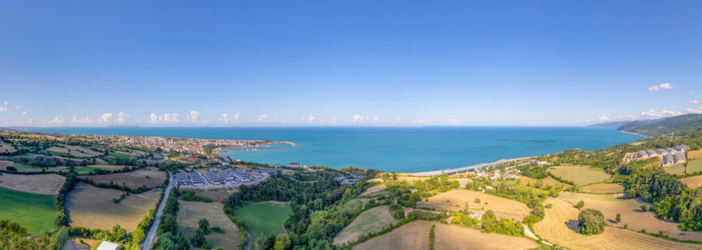 Aerial view of Gerze, one of Turkey's charming towns. Aerial shot of the town. Gerze, Sinop, Turkey