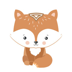 Red fox - cute illustration for children's rooms, cards, postcards, posters. Vector illustration.