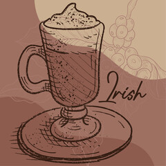 Sketch of an irish coffee Vector illustration