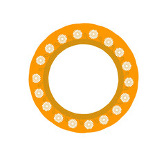 Motif golden round frame isolated on transparent background.