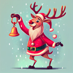 Cute Christmas Card, handdrawn Woodland character
