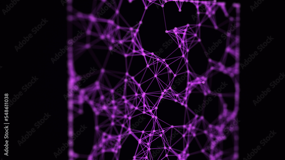 Poster abstract lines connection in the shape of square. mesh form with a broken effect in it. 3d rendering